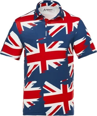 Herren Royal and Awesome Union Jack Golf Polo Shirt British Flag Top Gr. S - XXL