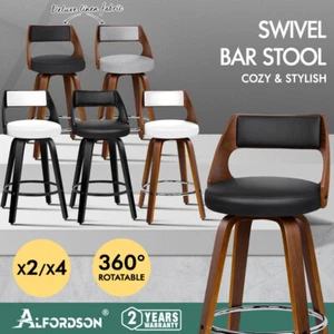 ALFORDSON Wooden Bar Stools Eden Kitchen Counter Swivel Dining Chair x2/x4 - Picture 1 of 64