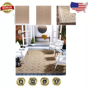 8' x 10' Brown/Bone Waterproof Trellis Indoor/Outdoor Area Rug - Easy Care - Picture 1 of 7