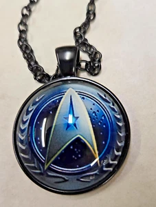 Star Trek The Next Generation Starfleet Command Glass Dome Pendant Necklace - Picture 1 of 4
