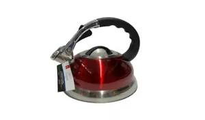Mainstays 3 Liter Whistling Tea Kettle, Stainless Steel, Red - Picture 1 of 5