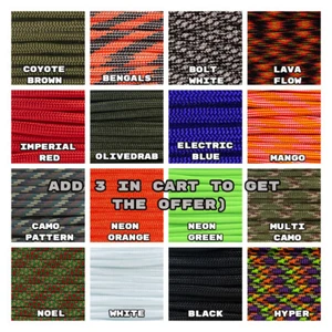 Paracord Planet 10 Feet 550 Parachute Cord Type III 7 Strand, Bracelet, Survival - Picture 1 of 2