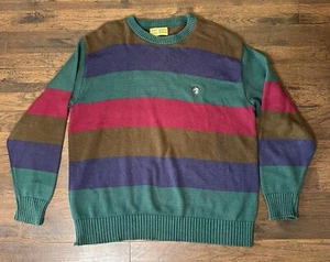 Vintage Duck Head Sweater Men's Large 90s Striped Colorblock Made in USA - Picture 1 of 5