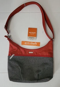 Baggallini Securtex Large Hobo Bag Anti-Theft Crossbody Ruby Red & Gray - Picture 1 of 21