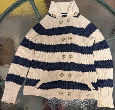 Nautica женщин синий и белый двубортный пуговицы вверх кардиган свитер M160/85 - Изображение 1 из 4