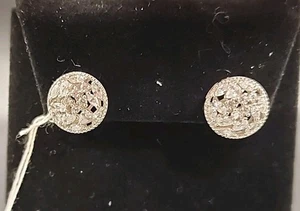 Aretes Charles Winston de plata de ley 925 11 mm con racimo de circonita cúbica blanca CWB416 - Imagen 1 de 9
