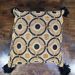 Borlas de almohada Borgata flecos esquinas círculos marrones ¡Muy bonito! 14 X 14 pulgadas - Imagen 1 de 7