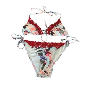 Nuevo con etiquetas South Beach * Bikini azul claro floral parte superior e inferior corbata talla 6 - Imagen 1 de 14