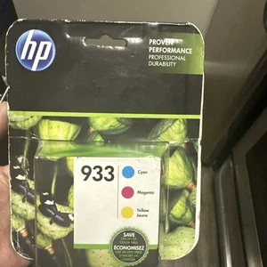 HP N9H56FN 933 Cyan, Magenta and Yellow Ink Cartridges - 3 Pieces SEALED - Photo 1/2