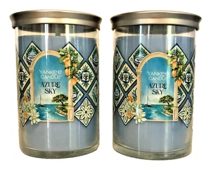 AZURE SKY 20 oz Signature Large Tumbler Candle SET X 2 YANKEE CANDLE HELLO ITALY - Picture 1 of 4