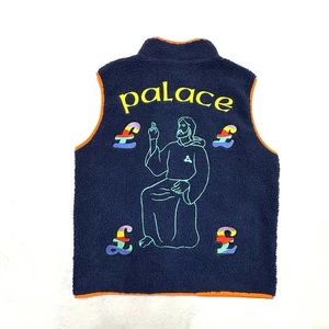 PALACE Skateboards Sz XL JESUS Saves GILET Vest Fleece Sherpa Zip - Picture 1 of 7