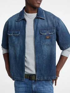 GUESS ORIGINALS Men's blue Full zip denim shirt BNWT LARGE RRP £99 - Picture 1 of 7