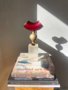 MCM VTG 1967 Sculpture BRUTALIST LUCITE BRASS STEEL SCULPTURE Signed By Hall - Picture 1 of 24