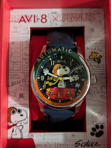 NEW AVI-8 X Peanuts Kent GMT Snoopy Flying Ace Sketchbook Blue Orange 102/250 - Picture 1 of 4