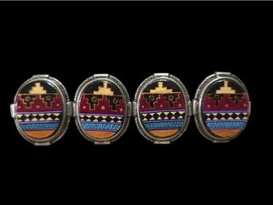 Southwestern Oval Set of 4 Button Covers Western - Picture 1 of 9
