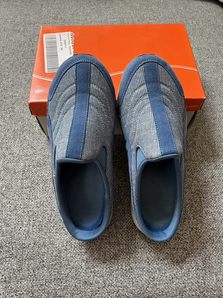 Easy Spirit Traveltime Women's 8WW  Blue Leather Pattern Comfort Clog Mule - Изображение 1 из 4