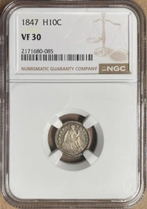 1847 NGC VF30 Liberty Seated Half Dime H10c - Picture 1 of 2