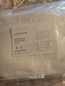 Pottery Barn 3-in-1 Pole Top Ferguson Textured Lined 50x 84 Ivory New - Picture 1 of 16