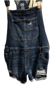 Wonder nation Girls Sz 18  Denim Distressed Bib Overall Shorts - Picture 1 of 12