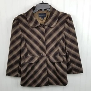 Banana Republic Blazer Womens Size Medium Wool Blend Long Sleeve Striped Brown - Picture 1 of 7