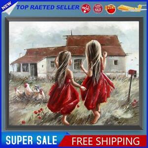 Paint By Numbers Kit DIY Oil Art The Red Dress Sisters Picture Home Decor50x40cm