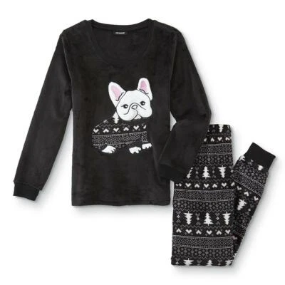 Conjunto de 2 piezas de pijama/ropa de dormir negro polar Joe Boxer Juniors perro cachorro  Foto 1 de 4