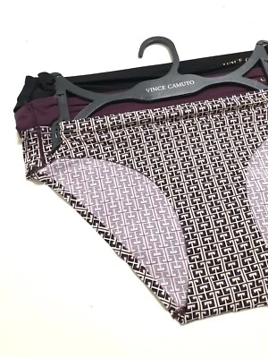 Nuevo con etiquetas Paquete de 3 Bragas Vince Camuto Bikini No Show Talla L Geo Púrpura Negro Borgoña Foto 1 de 4