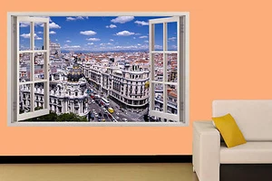  Madrid Busy Street SPAIN HOLIDAY CITY  WALL STICKER ROOM DECORATION DECAL MURAL - Picture 1 of 3