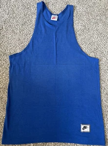 Top sin mangas vintage Nike grande azul EE. UU. etiqueta gris década de 1980 atletismo de punto único - Imagen 1 de 5