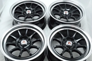 4 New 15x7 DDR Roar 15" Rims Wheels Integra Aveo Vigor Civic Miata 4x100 4x114.3 - Picture 1 of 3