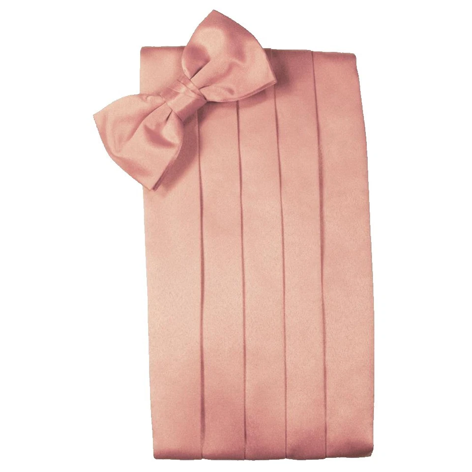 Juego de pajarita y faja coral satinada para hombre Foto 1 de 1