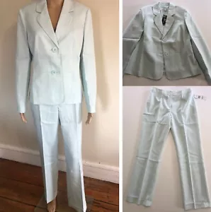 Le Suit Hosenanzug Gr. 8 neu mit Etikett $ 240 Schrittlänge 32 Zoll komplett gefüttert Rotkehlchen Ei blau strukturiert - Bild 1 von 23