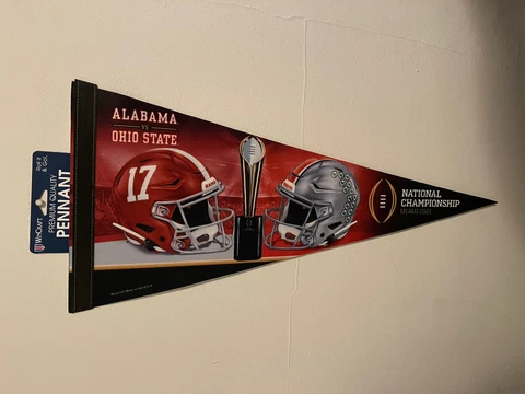 OHIO STATE BUCKEYES VS. ALABAMA CRIMSON TIDE 2021 NATIONAL CHAMP 12"X30" PENNANT Cover