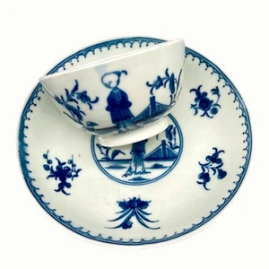 Early Worcester Porcelain Teabowl & Saucer, Waiting Chinaman Pattern, c1770 - Picture 1 of 14