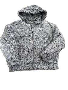 Victorias Secret PINK Gray Black Teddy Sherpa Full Zip Jacket Coat Fuzzy Medium - Picture 1 of 7