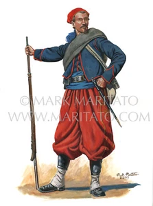 Impresión de arte militar de la Guerra Civil de Maritato primera Louisiana Btn Coppens Zouave firmada - Imagen 1 de 1
