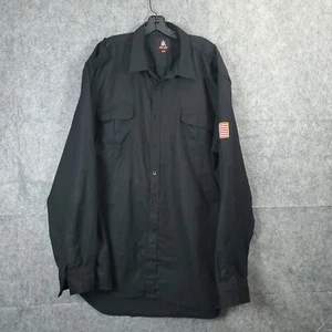Red Ape Button Down Long Sleeve Shirt Mens Size 4XL Cotton Black Solid US Logo - Picture 1 of 11