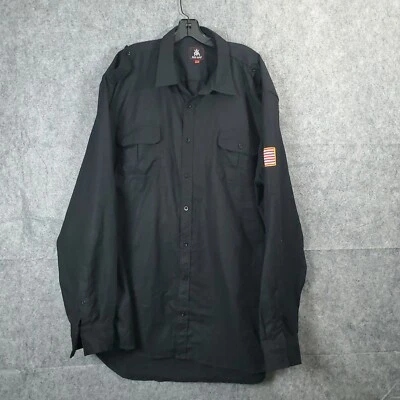 Red Ape Button Down Long Sleeve Shirt Mens Size 4XL Cotton Black Solid US Logo - Image 1 of 4