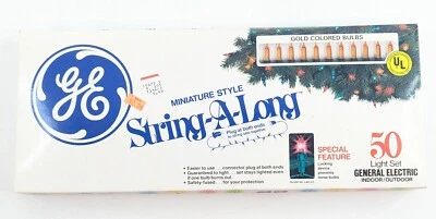 New NOS Vintage GE Miniature Style 50 String A Long Christmas Lights GOLD Color! - Image 1 of 4
