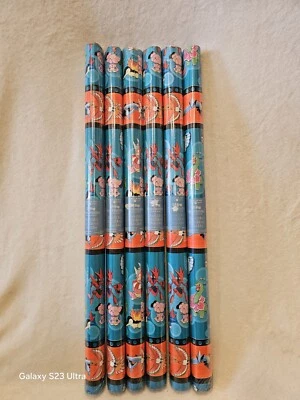 LOTE (6) Papel de Envoltura de Regalo Pokémon Años 90 De Colección Saludos Americanos 20 pies cuadrados Foto 1 de 4