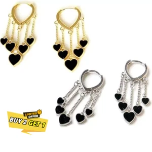 925 Sterling Silver Love Heart Drop / Dangle Chain Earrings Women Girl Gift UK - Picture 1 of 17