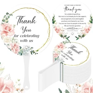 100 Pcs Wedding Hand Fans Handheld Wedding Favor Fans for Guests Bridal Shower - Picture 1 of 6