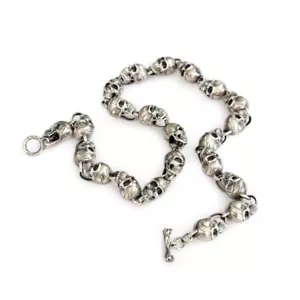 Detail Totenköpfe 925 Sterlingsilber Halskette Biker Punk Kette TA182ND 24 Zoll - Bild 1 von 12