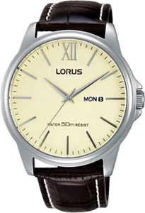 Lorus Mens Analog Brown leather Strap Watch RXN19DX9 - Picture 1 of 1
