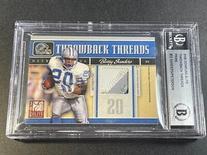 BARRY SANDERS 2008 DONRUSS ELITE THROWBACK THREADS 3-COLOR PATCH #'D /50 LIONS