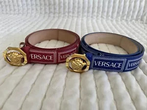 Set 2 New Versace Medusa Belts Red Blue Size M 100/40 38-42 - Picture 1 of 6