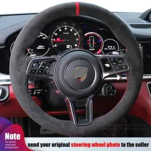 For Porsche Cayenne 2018-23 Paramera 2017-20 Alcantara Car Steering Wheel Cover - Picture 1 of 22