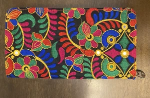 Over-sized large embroidered zippered wallet multiple pockets bright colors - Picture 1 of 6