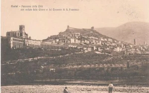 Cartolina Perugia Assisi panorama e Chiese Convento S. Francesco animata nvg - Imagen 1 de 2