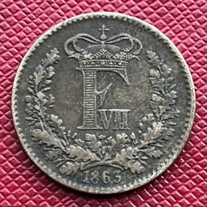 Denmark 1863 Bronze 1 Skilling Rigsmønt. Frederik VII. KM# 763 - Picture 1 of 2